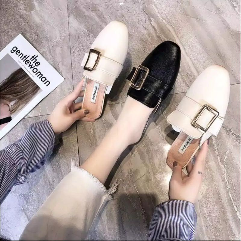 SENDAL SELOP GESPER WANITA SANDAL BUSTONG TUTONG FLAT ZARA CHARLES FASHION IMPORT