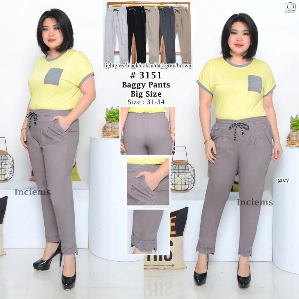 gof INCIEM Celana Panjang Baggy Pant JUMBO Wanita Celana Panjang Full Karet