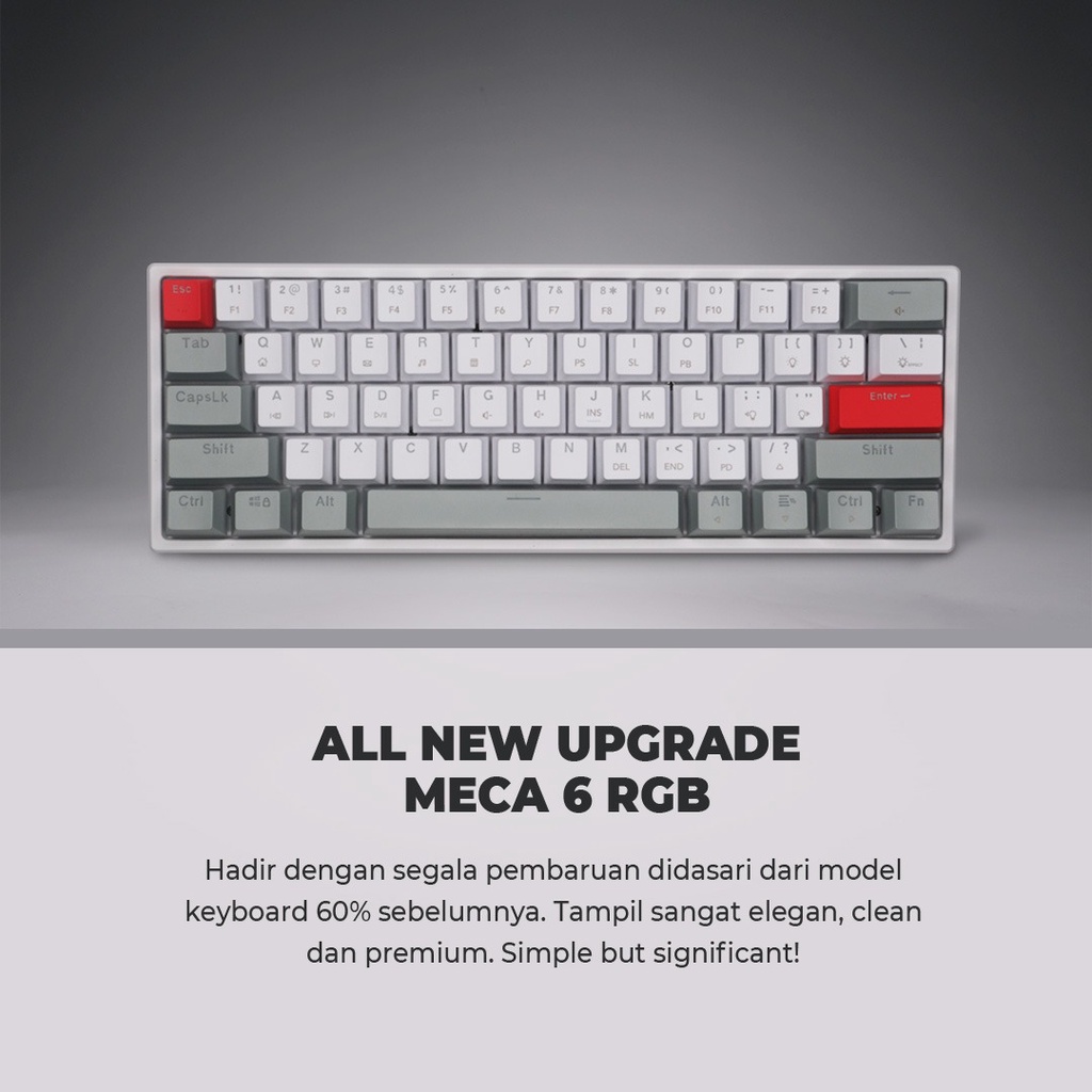 Keyboard gaming digital alliance da wired usb type-c mechanical 60 percent 61 key rainbow meca6 meca 6