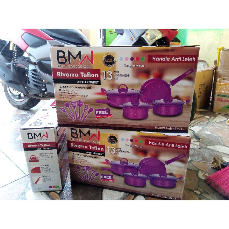 Panci set BMW Cookware teflon 13pcs WARNA UNGU