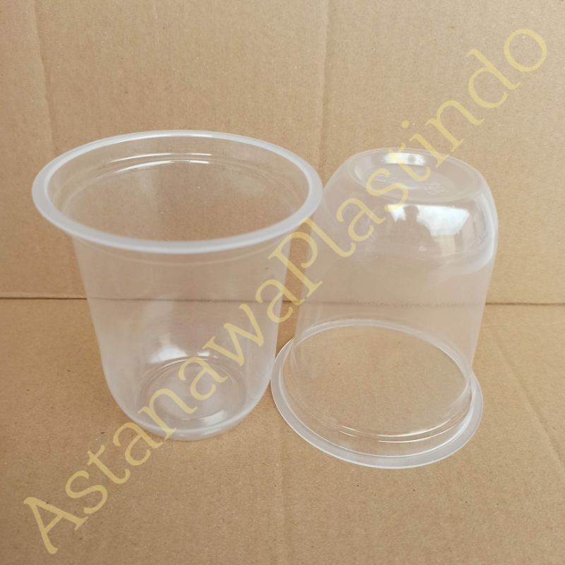 Gelas plastik PP boba U Shape cup 12 OZ PP Tebal Nusapack