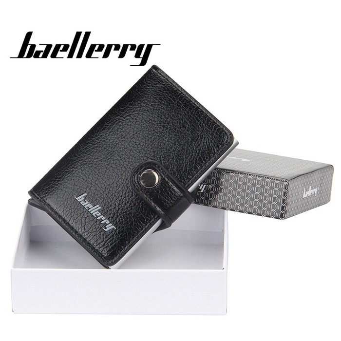 Baellerry RFID Anti Theft Card Wallet + Box Dompet Kartu Kulit K9110