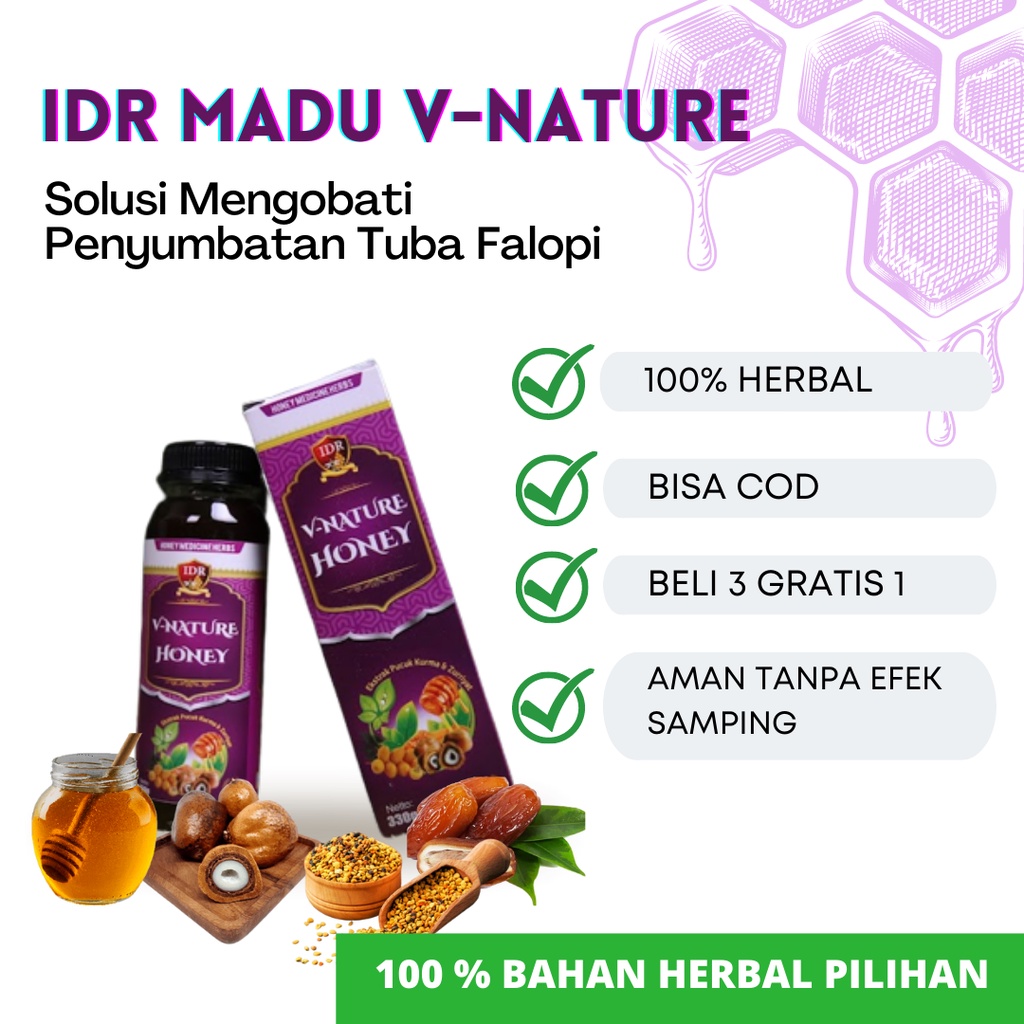 IDR Madu V-Nature   Obat Penyumbatan Tuba Falopi 330gram