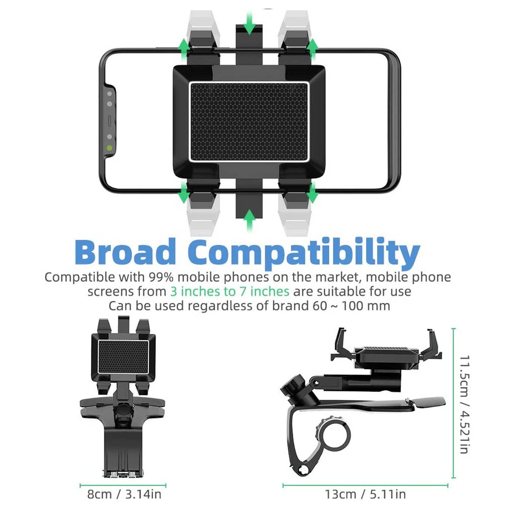 Universal Adjustable Car Dashboard Mount Phone Holder Easy Clip Mount Stand Auto Phone GPS Display Bracket Workhe