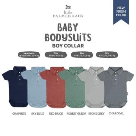 Little Palmerhaus Baby Bodysuits Boy Collar Newborn, 3m, 6m,9m