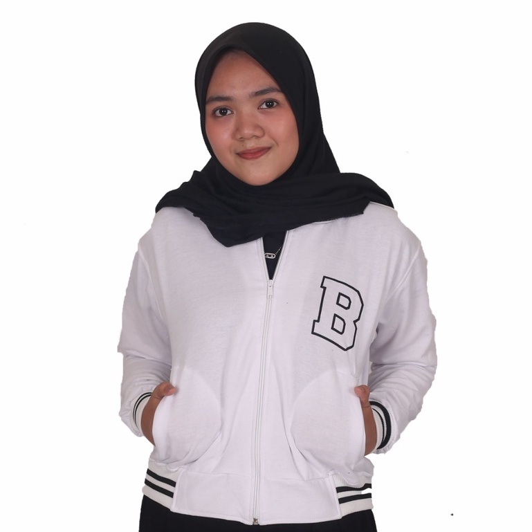 Public - B Zipper Baseball - Jaket Crop Baseball Wanita