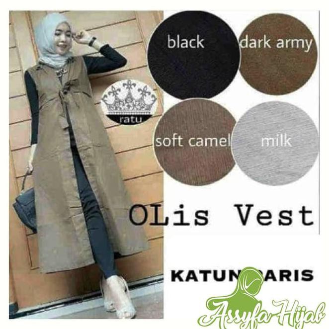 Baju Atasan Tunik Wanita Baju Muslim Blus Gamis Cardy Outer Rompi /Outwear Muslim