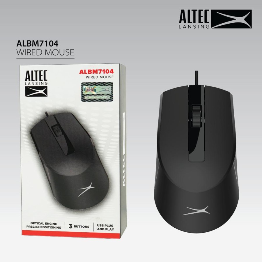 Mouse altec lansing wired usb optical 1000dpi 3d for office gaming laptop pc cpu albm-7104 albm7104