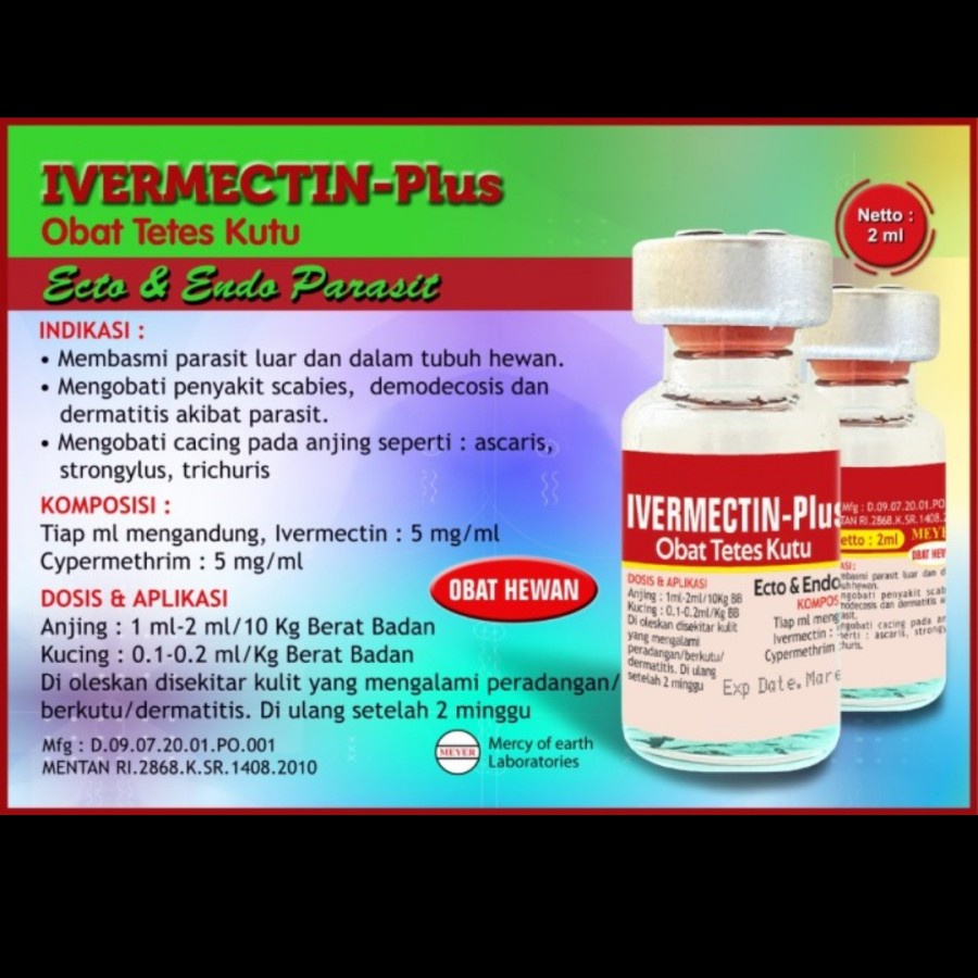 Ivermectin obat kutu Kucing Anjing 2 ml obat kutu hewan 2ml no detick