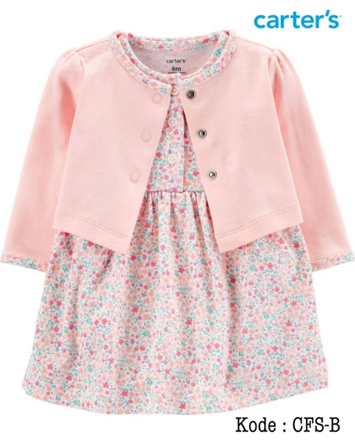 Carter Love Setelan Dress Jumper Cardigan Anak Perempuan