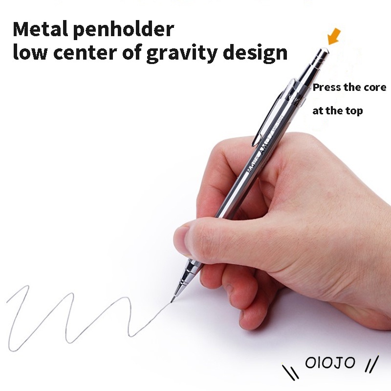 0.5/0.7Mm Logam Mekanik Pensil Mekanik Gambar Sederhana Tekan Pensil Alat Tulis Belajar - ol