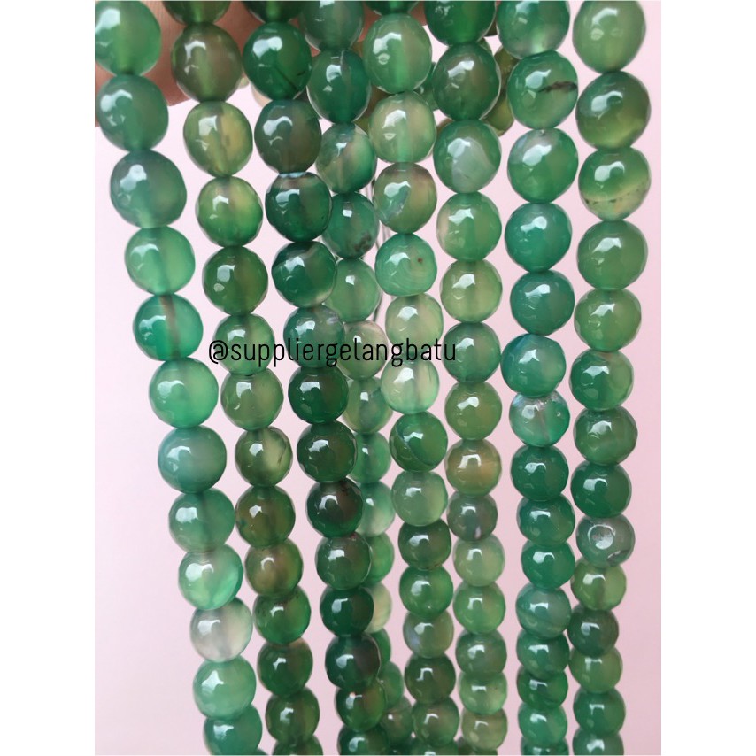 batu giok hijau FACETED BEADS 10mm cutting UKIR gelang kalung green aksesoris fashion gelang kalung