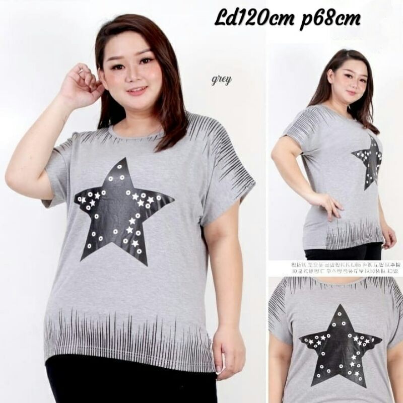 (LD 120cm) XXXL 3XL ATASAN BIGSIZE STAR PAKAIAN WANITA ATASAN BIGSIZE ATASAN JUMBO