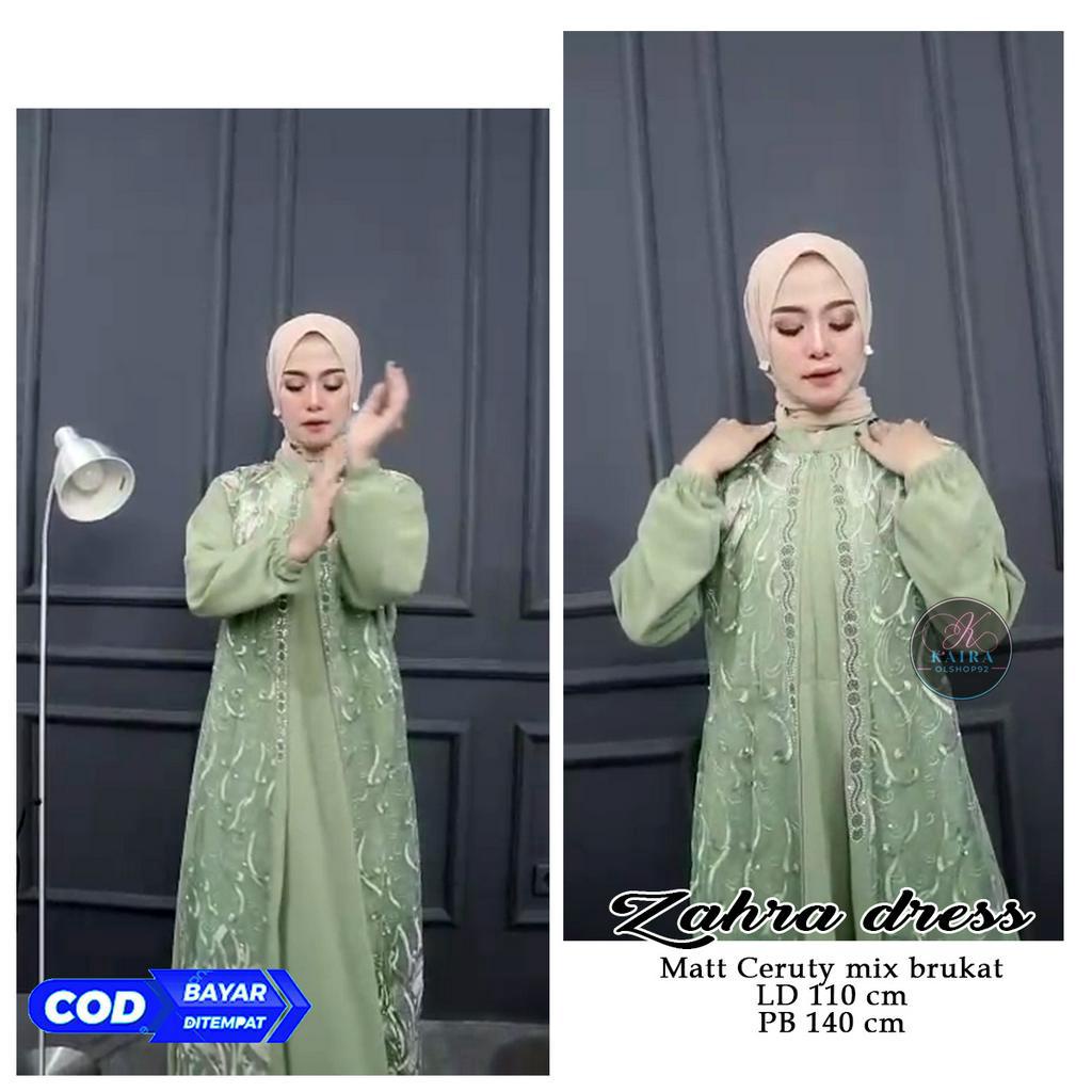 zahra dress gamis pesta mewah ceruty armany mix brukat busui cod