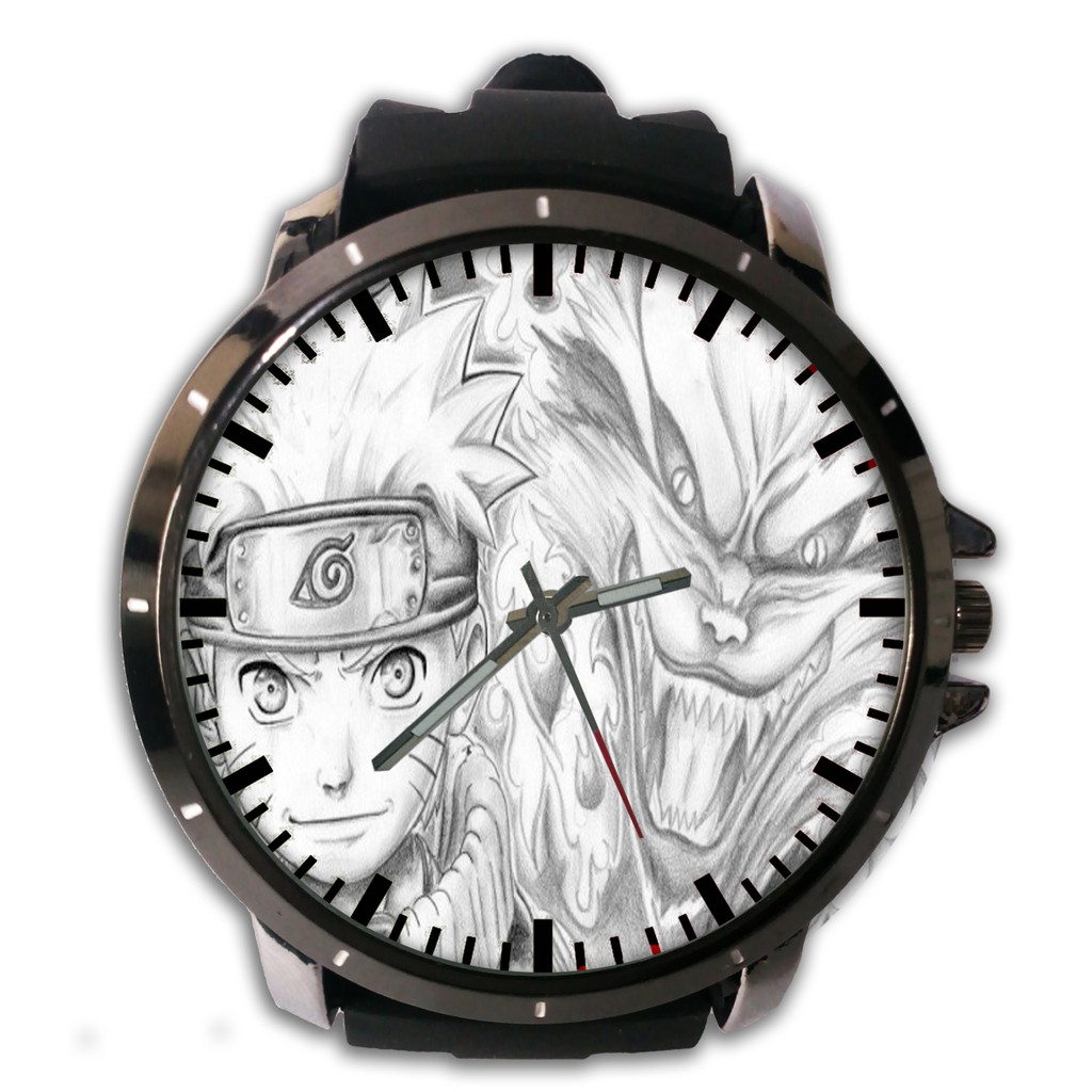 Jam Tangan Pria Custom Naruto Kurama art