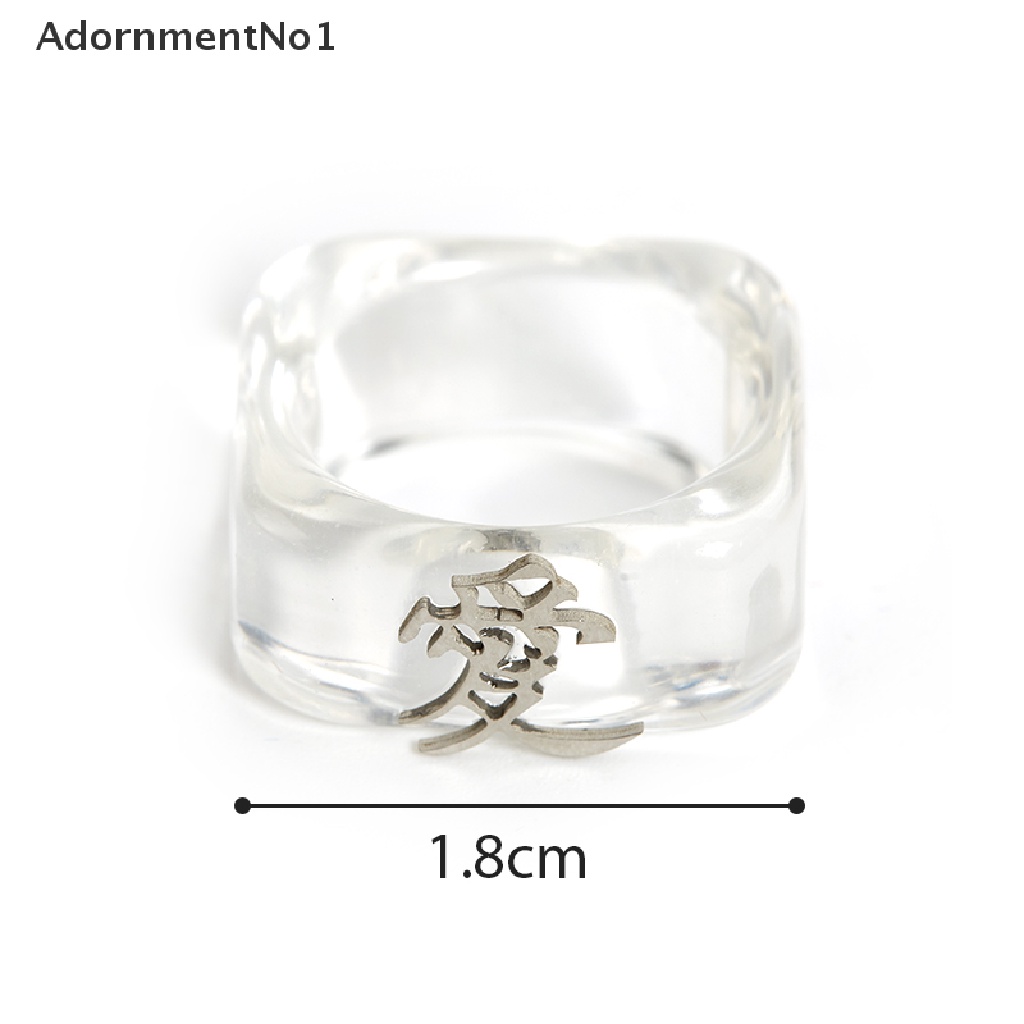 [AdornmentNo1] Korea Love Resin Transparent Ring Women Vintage Friendship Gifts Party Punk Ring [new]