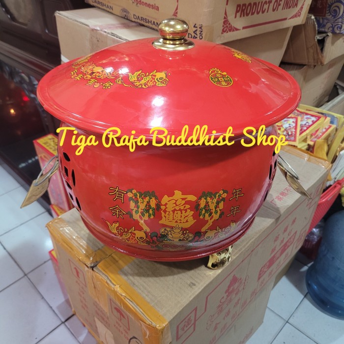 Kertas Sembahyang - Tong Bakar Kertas Sembahyang Bahan Tebal Warna Merah Besar