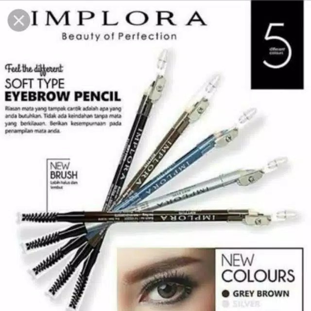 IMPLORA Pensil Alis 2in1Eyebrow Pencil Original BPOM 8gr ( PCS )