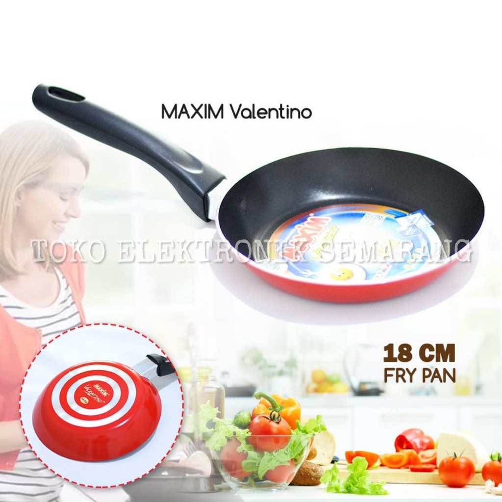 MAXIM VALENTINO 18 CM / 20 CM / 22 CM / 24 CM / 26 CM FRYPAN WAJAN PENGGORENGAN TEFLON ANTI LENGKET
