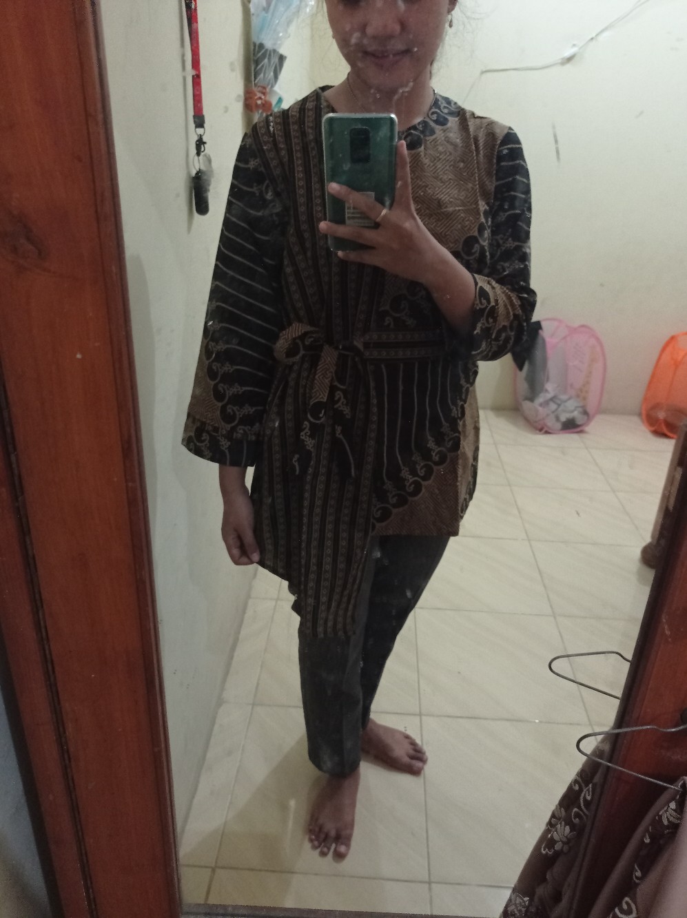 Tey-17 Batik Wanita Asj Sa Hrb026 Kenongo Kemeja Tosca Pendek