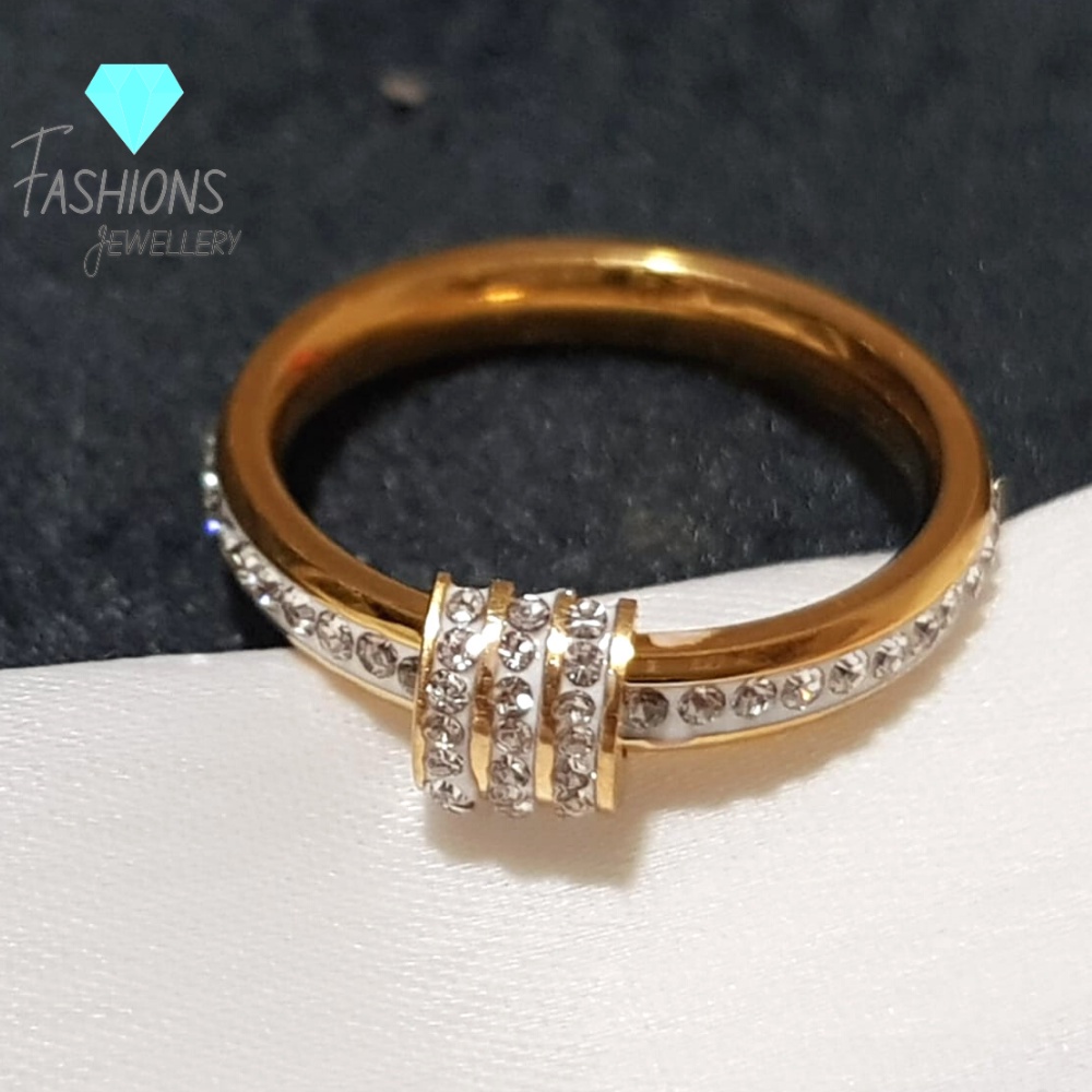 Cincin Titanium fashion permata sirkon