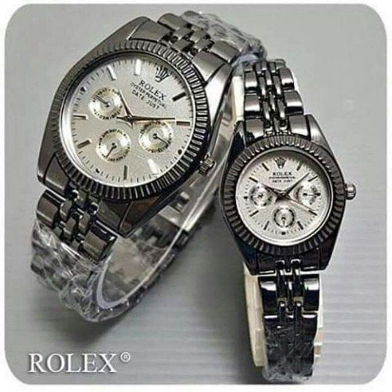 (Grosir)Jam Tangan Couple Rolex Kombinasi Strap Rantai(Terima Cod)