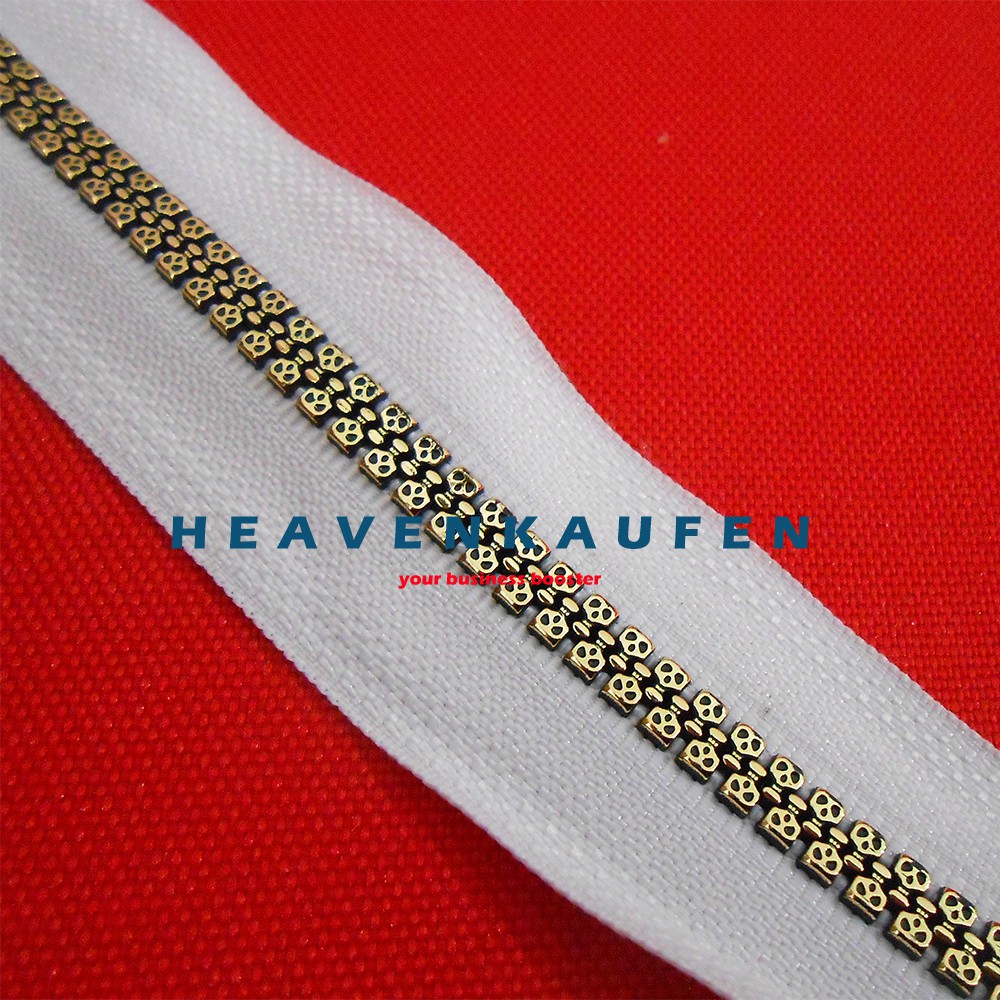 Resleting Zipper Abaya Gamis 100 cm (1 Meter) Putih - Gold Muda Variasi Kode A