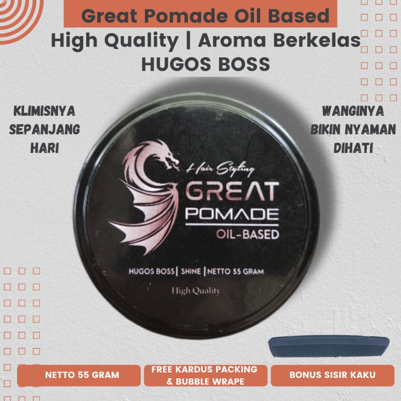 2 in 1 Great Pomade Oil Based High Quality Aroma Parfum Eropa Bonus Sisir Minimal Order 20 Pcs Harga Grosir