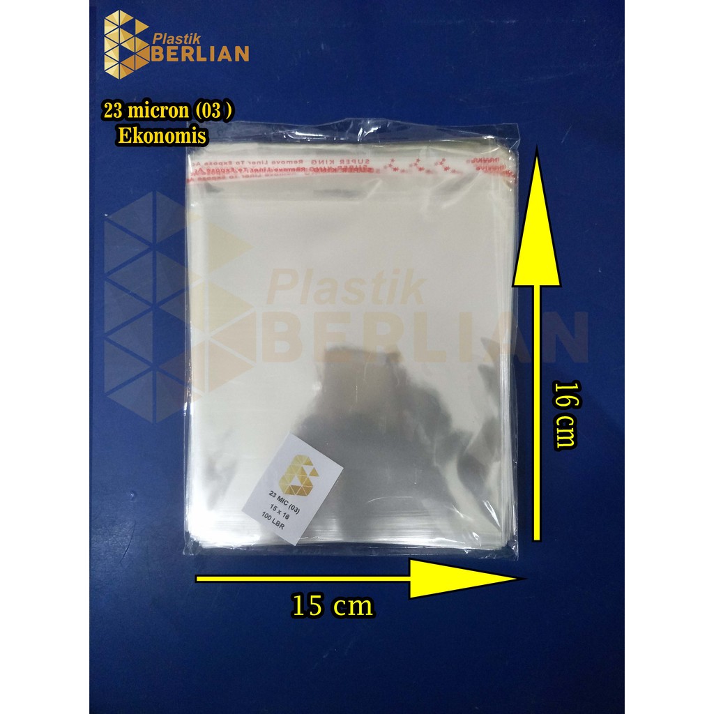 

15 x 16 cm Plastik OPP EKONOMIS 23micron (100 lbr) (lem/seal)