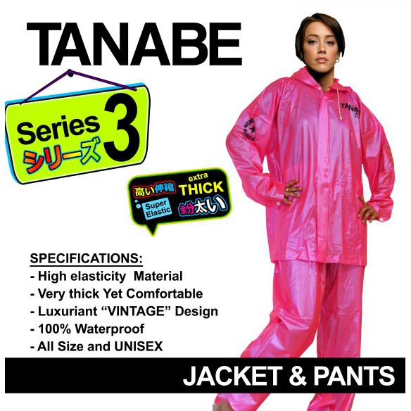 Jas Hujan Wanita Setelan Jaket Celana TANABE S3 Tebal All Size M L XL