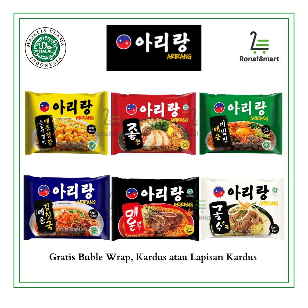 

Arirang Mie Instan Korea / Salted Egg / Extra Hot / Sumsum / Bibim Ramyun / Kimchi Soup / Kuah / Goreng / Spicy / Ayam / Pedas / Noodle Instant