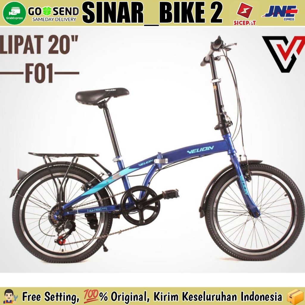 Sepeda Lipat 20 Inch VELION F01 Boncengan 7 Speed Extra Bonus