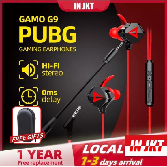 (COD) G5 Headset Gaming Full Bass with Double Mic Noise Cancelling Earphone Gaming Hifi Handset Heandset Henset Hedset Hetset Headphone