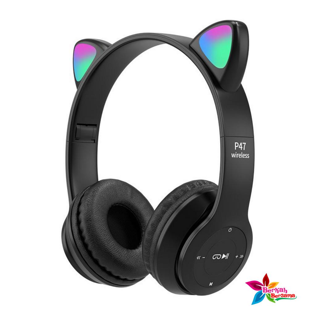 CAT EARS HEADSET headphone Hf bando telinga kucing P47m LED BANDO BLUETOOTH wireles RGB GAME HEADSET G-P47M LED WIRELESS super BASS BB8309