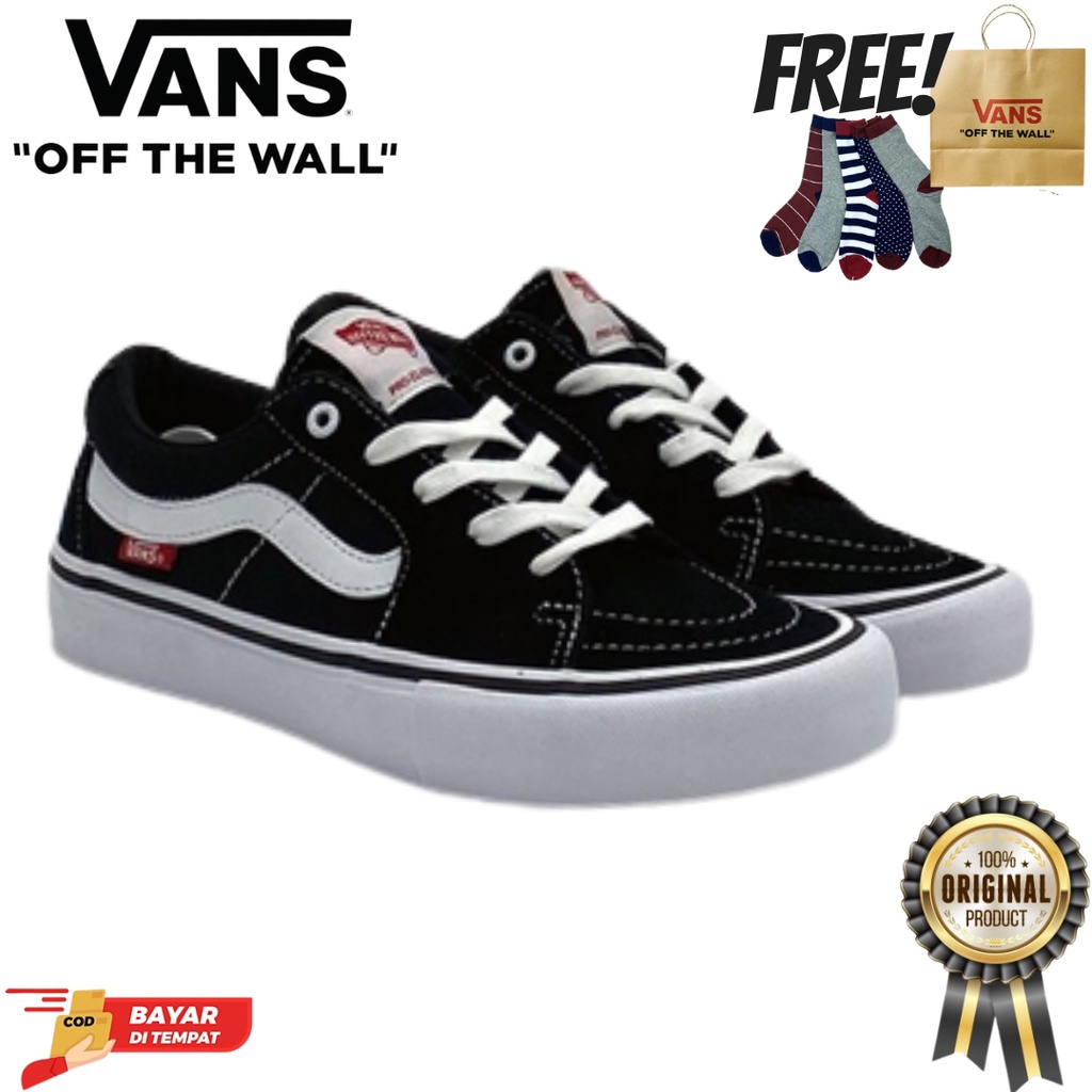 SALE DISKON! V4NS PRO SK8-LOW BLACK/WHITE 100% ORIGINAL BNIB