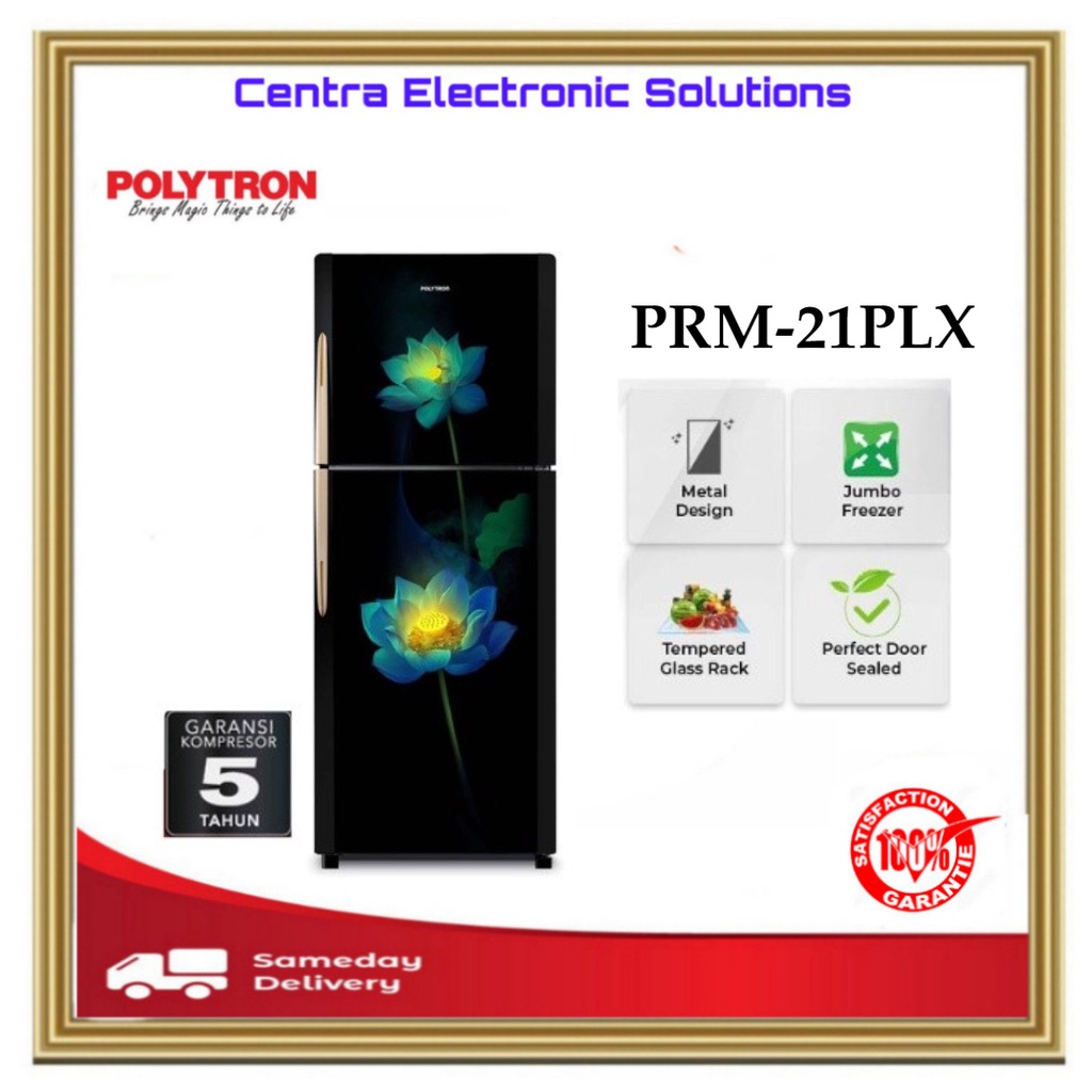 Polytron Kulkas 2 Pintu 210L PRM-21PLX/Lemari Es 2 Pintu PRM 21PLX