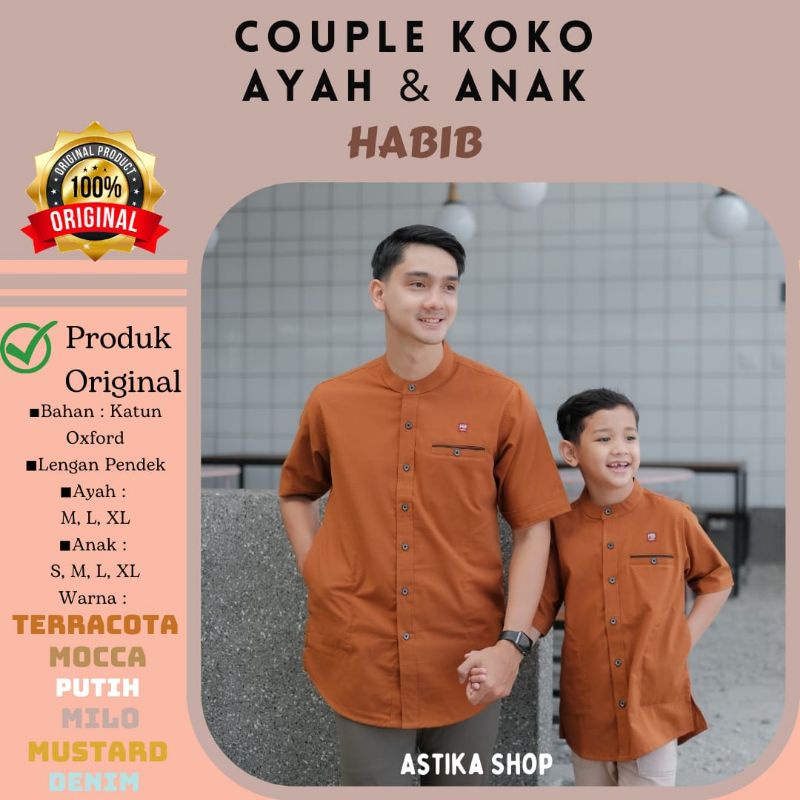 KOKO KEMKO COUPLE HABIB AYAH DAN ANAK ORIGINAL - WARNA TERRACOTA, MILO, MOCCA, DENIM, MUSTARD & PUTI