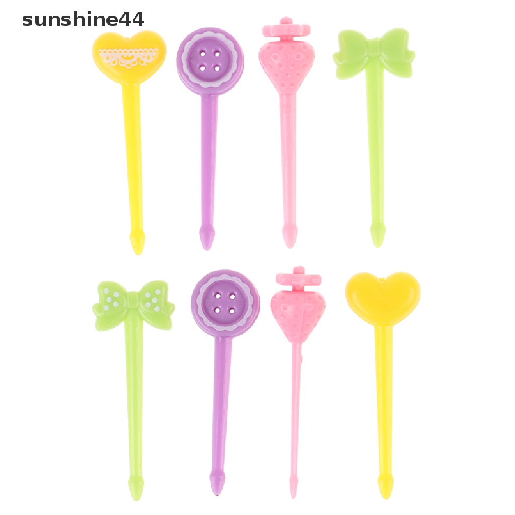 Sunshine 8pcs Garpu Buah / Dessert / Kue / Snack Mini Untuk Anak