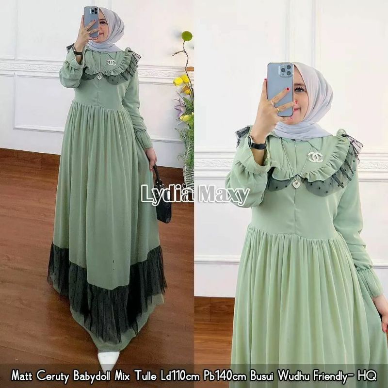 gamis ceruty terbaru//lydia maxy//dress terbaru