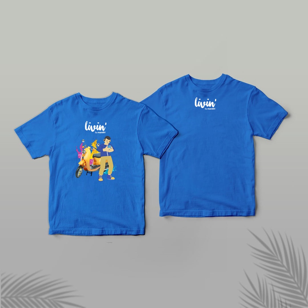 Kaos livin by mandiri - KODE 14 LOGO BARU LIVIN WITH MOTORCYCLE - Baju livin by mandiri - Tshirt liv