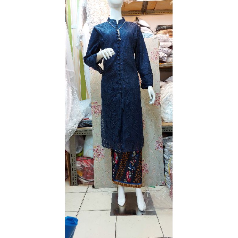atasan kebaya kancing depan/among/kebaya pesta couple-Navy