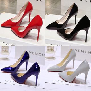 Sepatu High Heels Stiletto Pointed Toe Warna Hitam Untuk