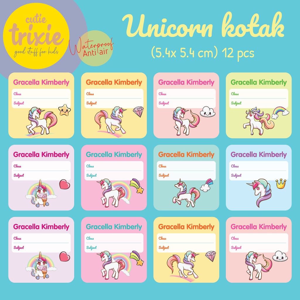 

STICKER LABEL BUKU MATA PELAJARAN / MAPEL ANAK UNICORN KOTAK