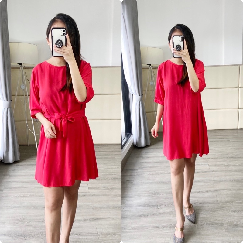 real pic casual dress wanita imlek CNY / dress merah