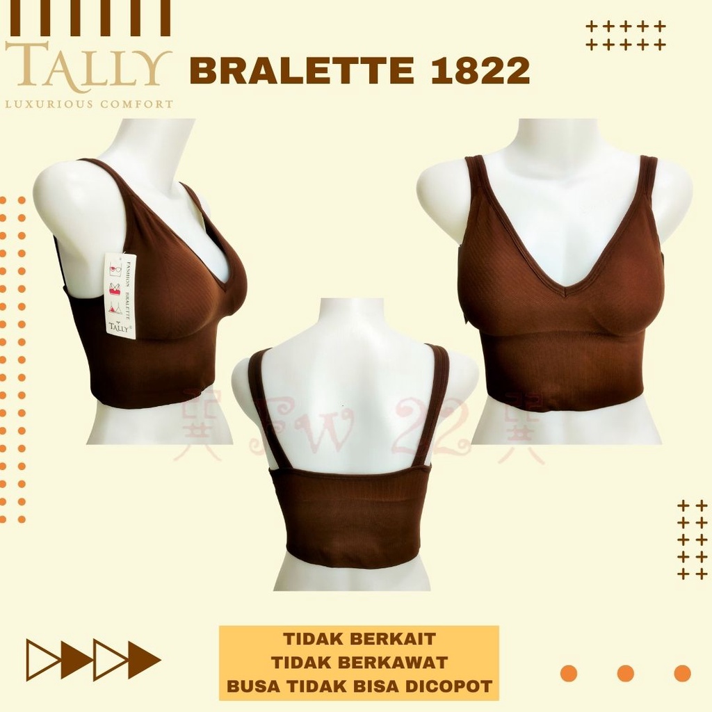 Bralette Tally 1822 Bra Wanita Model Bralette Tanpa Kawat dan Tanpa Kait dengan Ukuran Freesize