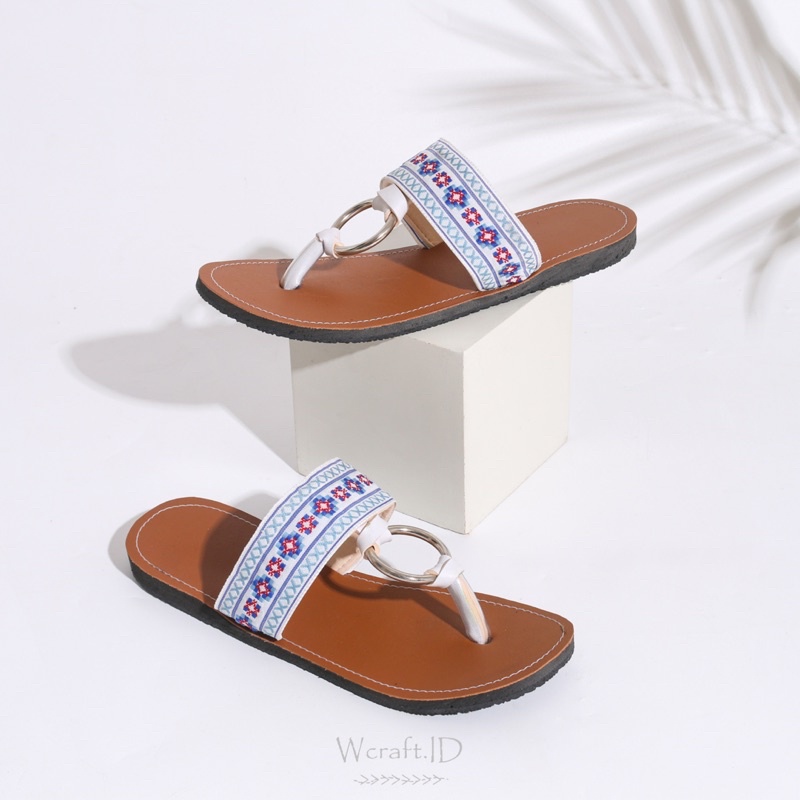 Wcraft.id Gayatri Women Sandal boho Blue / sendal couple / ramadhan / hampers / sendalibudananak / l