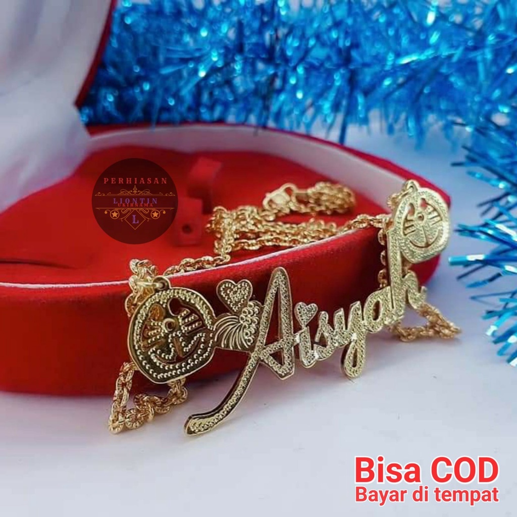KALUNG UKIR NAMA DORAEMON LAPIS EMAS 24K | ANTI KARAT DAN ANTI LUNTUR