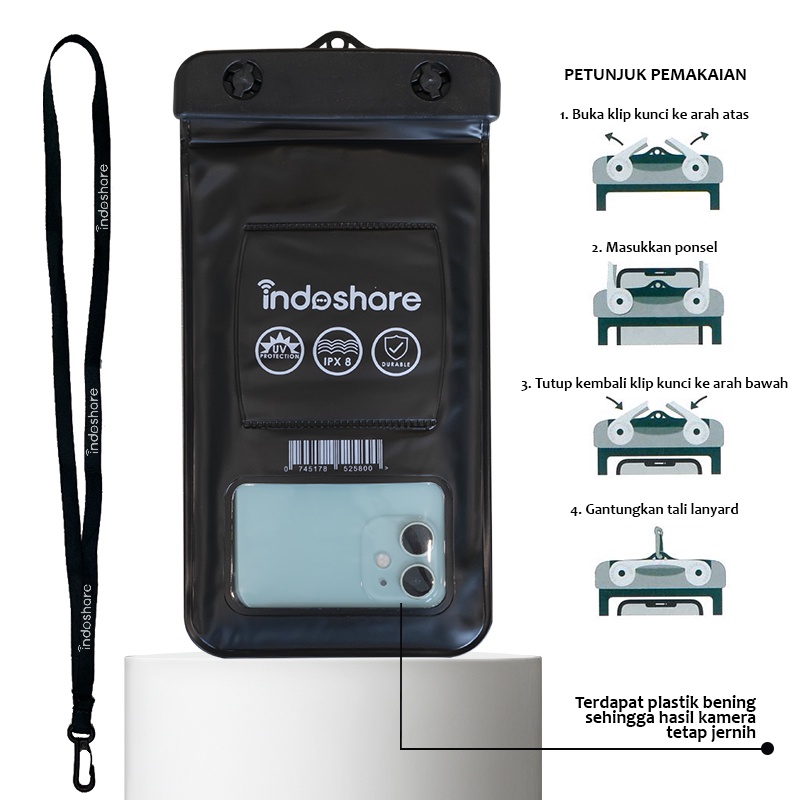Waterproof Case Tishu-Casing Hp Anti Air - Hitam