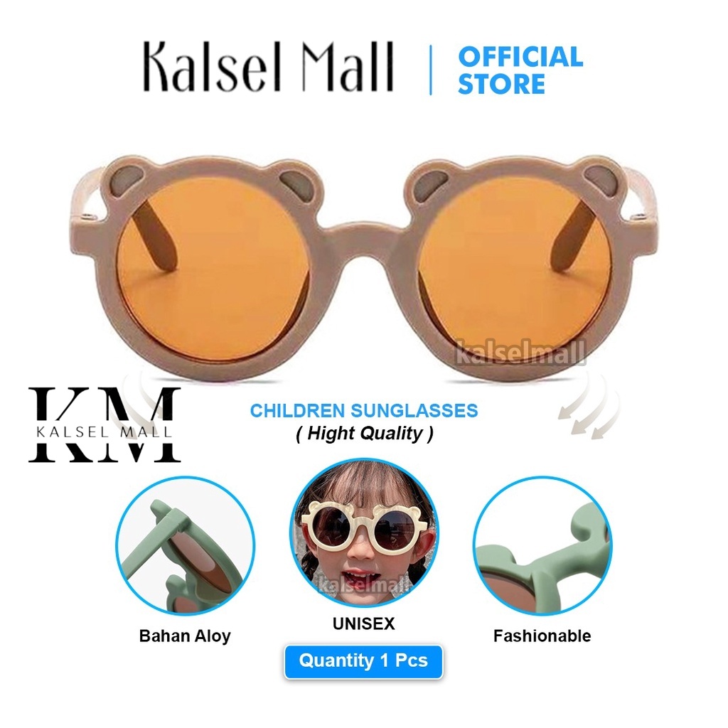 Kacamata Anak Beruang Fashion Bingkai Telinga Beruang Kaca Mata Anak Cowo Cewe Hitam High Quality Kids Sunglasses Murah Import Anti Ultraviolet Bayi Balita Trendy Kartun Import Anti Silau Sinar Matahari Antiradiasi KCA3