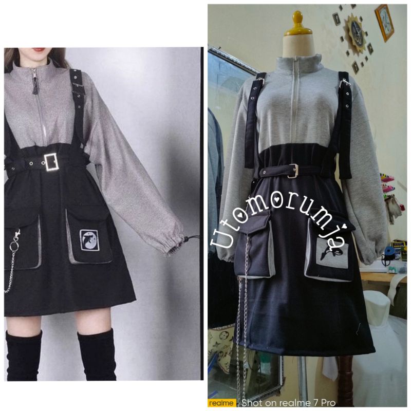 utomorumja retro Vintage Gothic Girl / Punk Girl / Mini Dress Costume Jaket Panjang